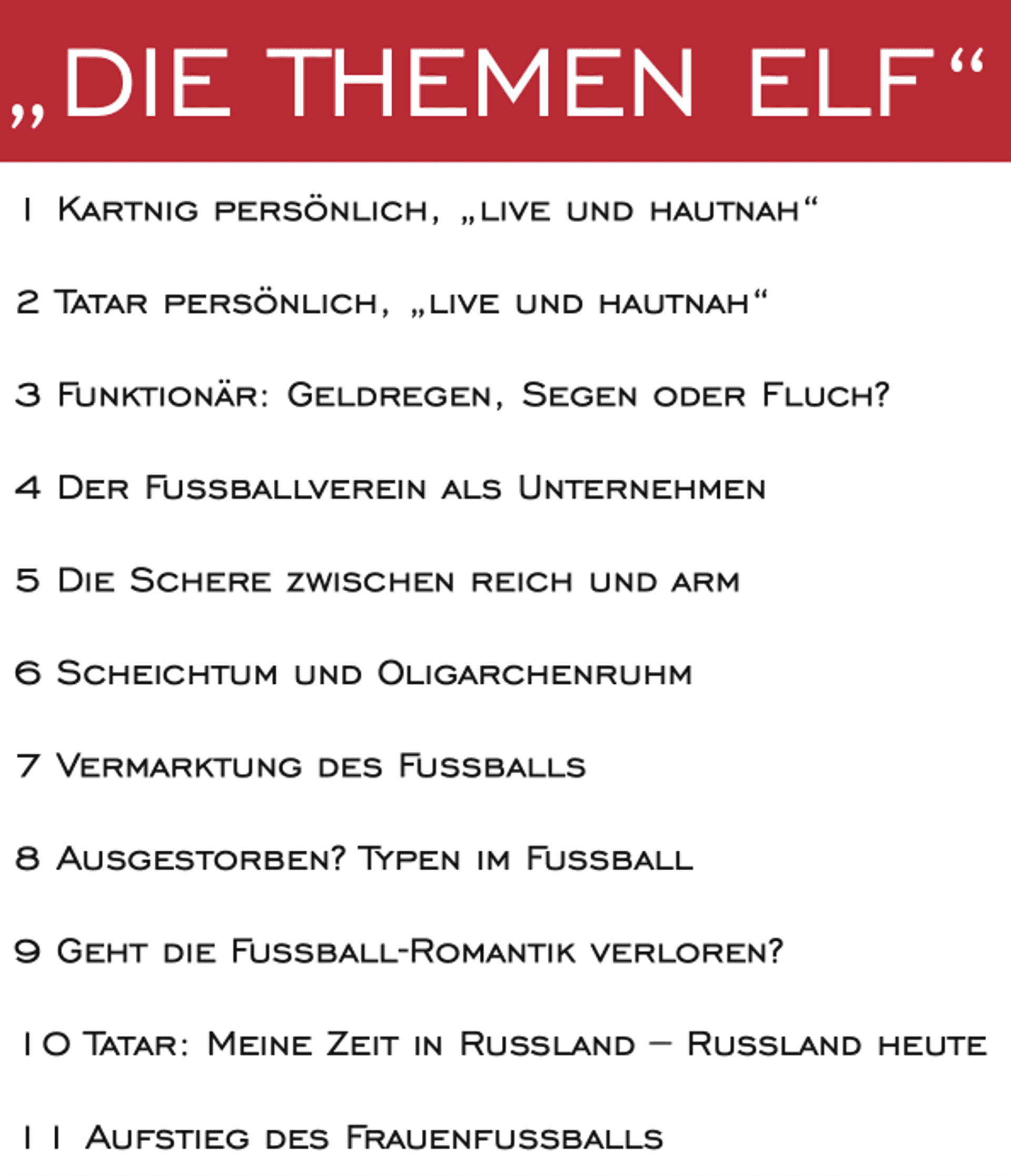 Diese elf Themen werden intensiv diskutiert